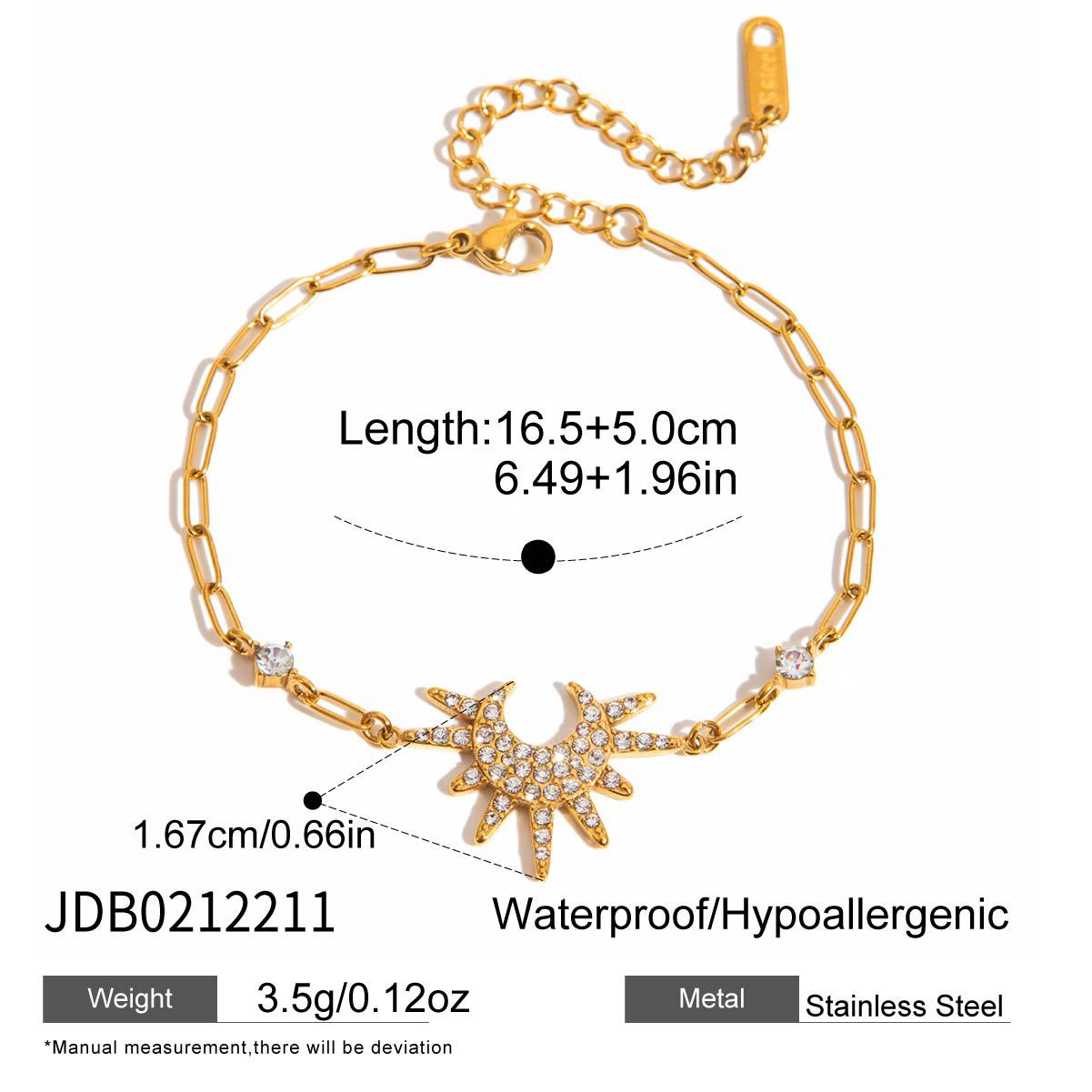 Minimalist Luxury Geometric Titanium Steel Plated Cubic Zirconia Bracelet for Women