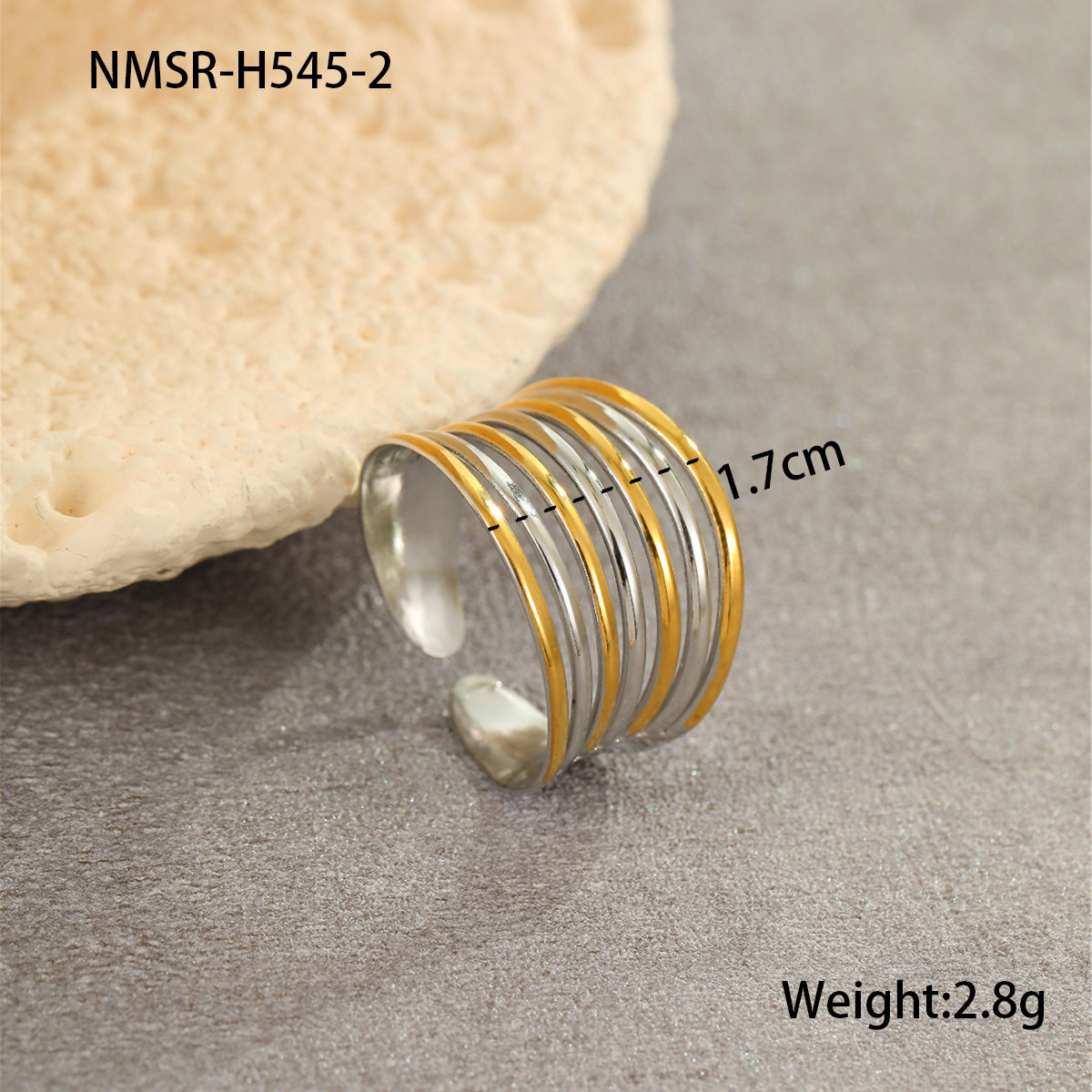 Anillo Minimalista Geométrico de Acero Inoxidable con Baño de Oro de 18K para Mujer, Accesorio de Moda
