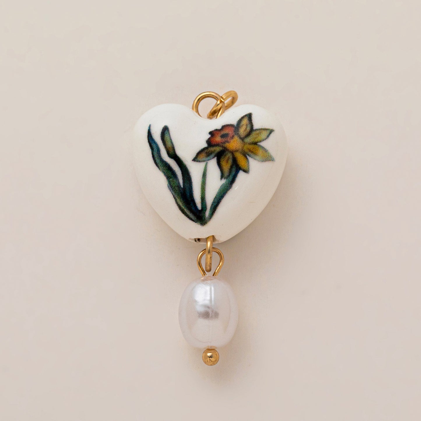 Vintage 18K Gold Plated Brass Heart Flower Charm Bar Pendant Paperclip Chain Necklace Unisex