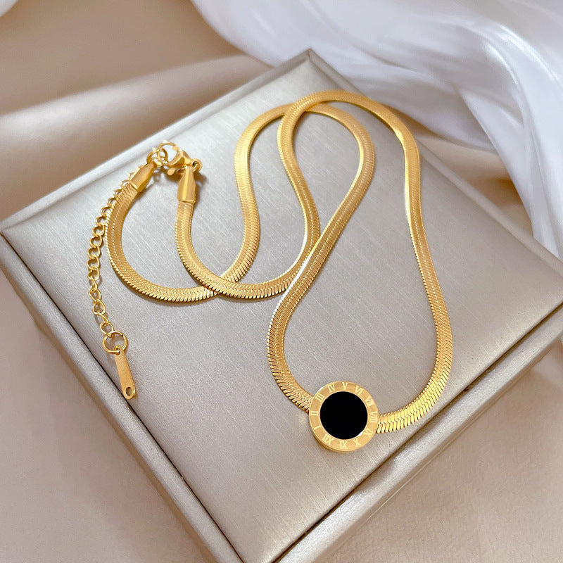 Minimalist Titanium Steel Round Geometric Collar Necklace Unisex Plated Pendant
