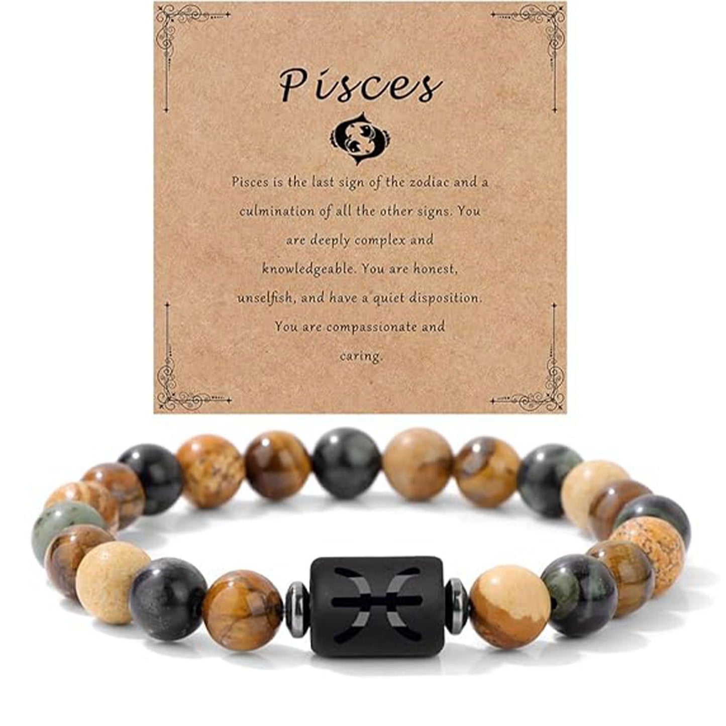 Unisex Natural Stone Zodiac Beaded Bracelet Geometric Elastic String Handmade