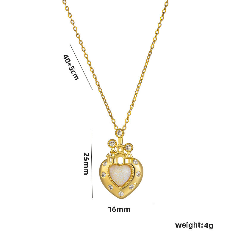 Collana minimalistica in acciaio al titanio a forma di cuore con placcatura sotto vuoto per donne, gioielli con pendente a catena O