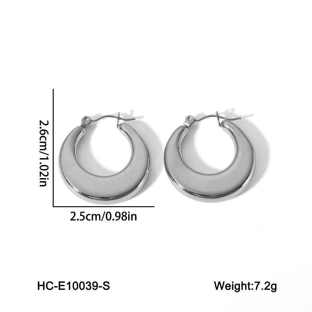 Orecchini da donna minimalisti geometrici cavi in acciaio inossidabile con placcatura in oro 18 carati