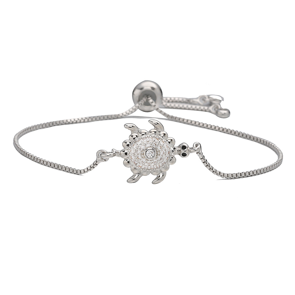 Vintage Luxury Geometric Animal Micro-Inlaid Cubic Zirconia Brass Turtle Bracelet for Women