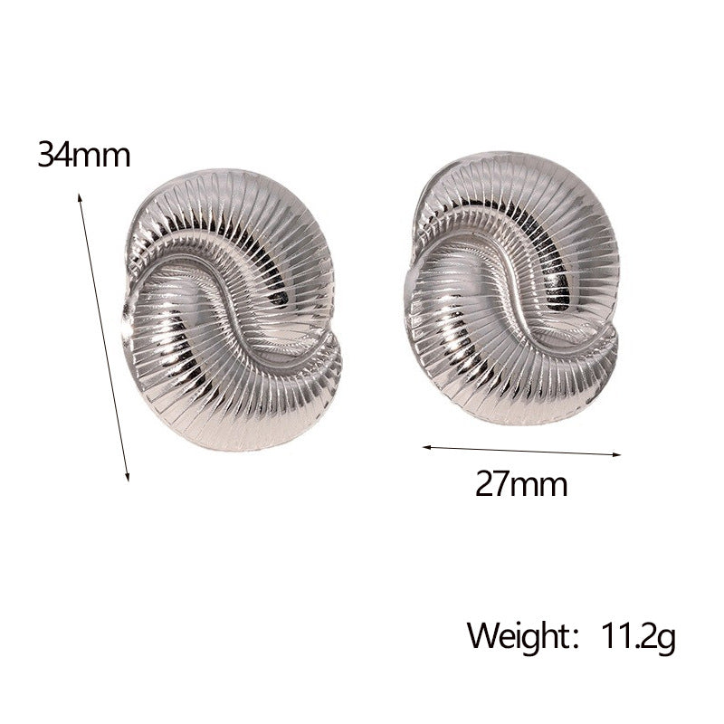 Orecchini a perno geometrici minimalisti in acciaio inossidabile con motivo a conchiglia placcati in oro 18 carati da donna