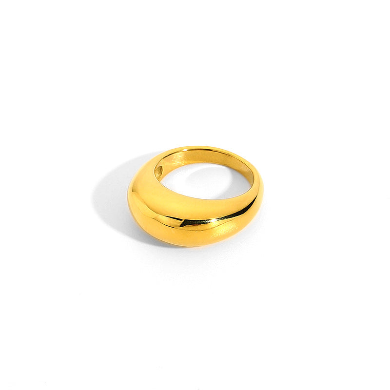 Vintage-Inspired Geometric Smooth Domed Titanium Steel Ring for Women