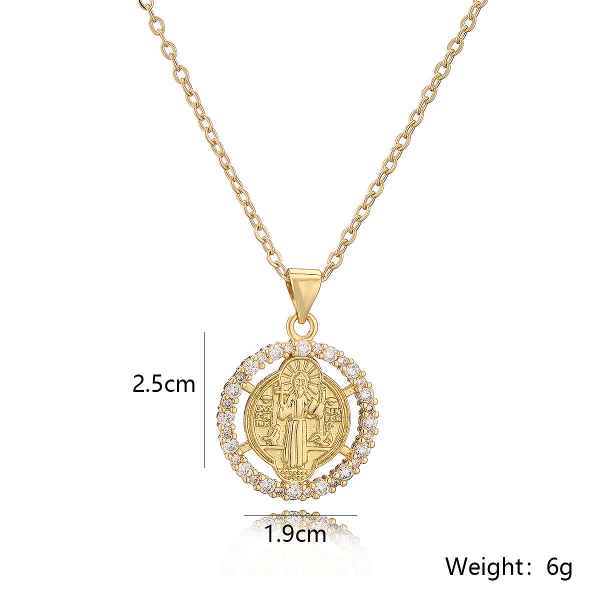 Minimalist Geometric Maria Pendant Necklace for Women with Copper Base Plated in 18K Gold and Zircon Inlay