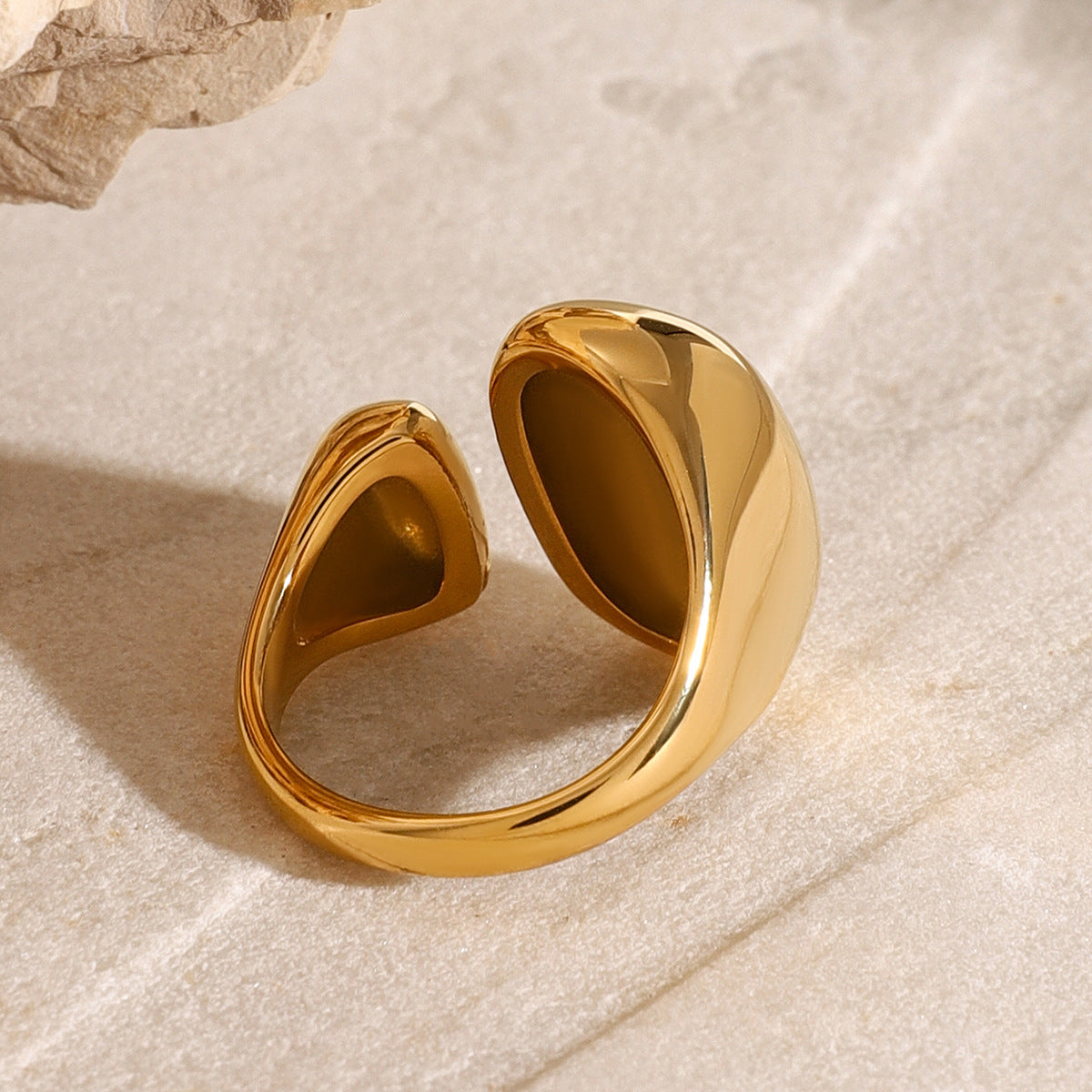 Geometric Plated Stainless Steel Ring for Women