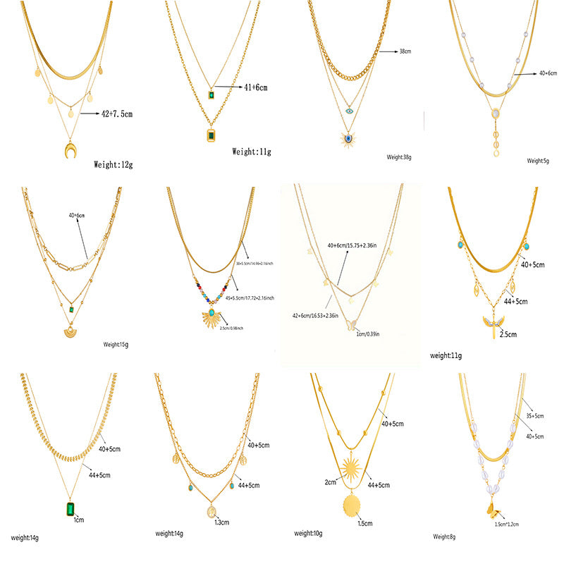 Luxury Minimalist Stainless Steel Star Butterfly Tree of Life Pendant Necklace