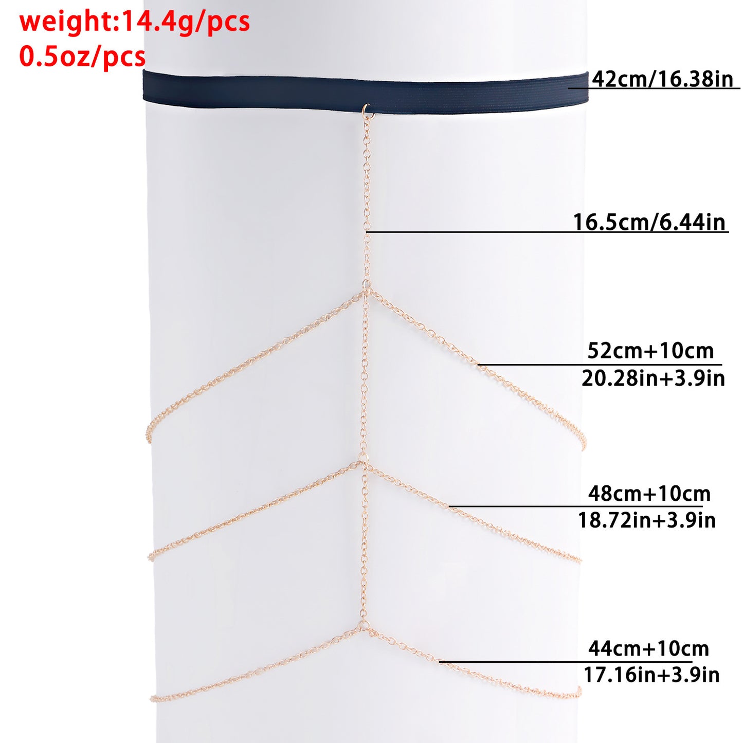 Stretchable Geometric Anklet Body Chain for Women Alloy with Electroplating Finish Fashionable Casual Leg Chain
