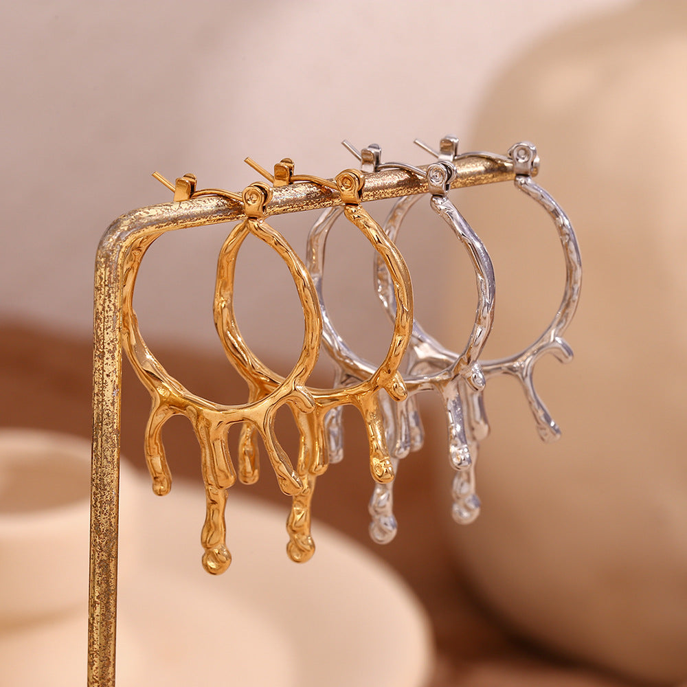 Orecchini a perno geometrici da donna in acciaio inossidabile placcati oro 18K in stile vintage