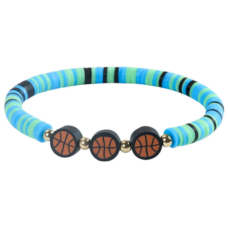 Minimalist Cartoon Sports Ball Resin Beaded Bracelet for Women