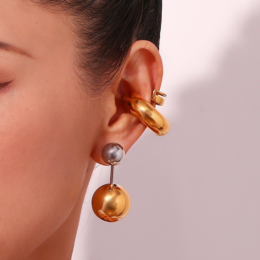 Orecchini Pendenti Geometrici Alla Moda in Acciaio Inossidabile con Placcatura in Oro 18K da Donna