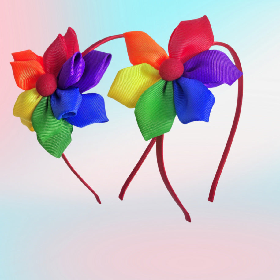 Sweet Floral Rainbow Woven Headband Unisex Hair Accessory for Party Festival