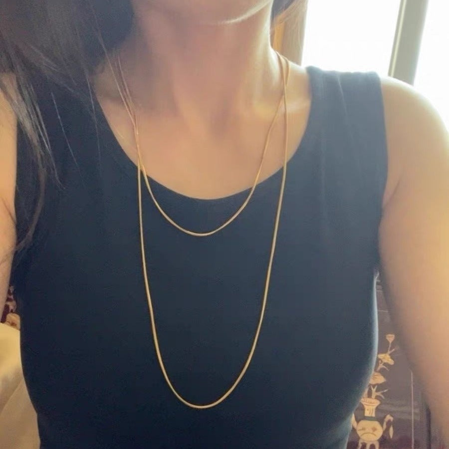Minimalist Snake Chain Necklace for Women and Men in Titanium Steel with Plated Finish