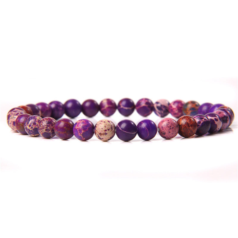 Sweet Natural Gemstone Round Beaded Stretch Bracelet Unisex
