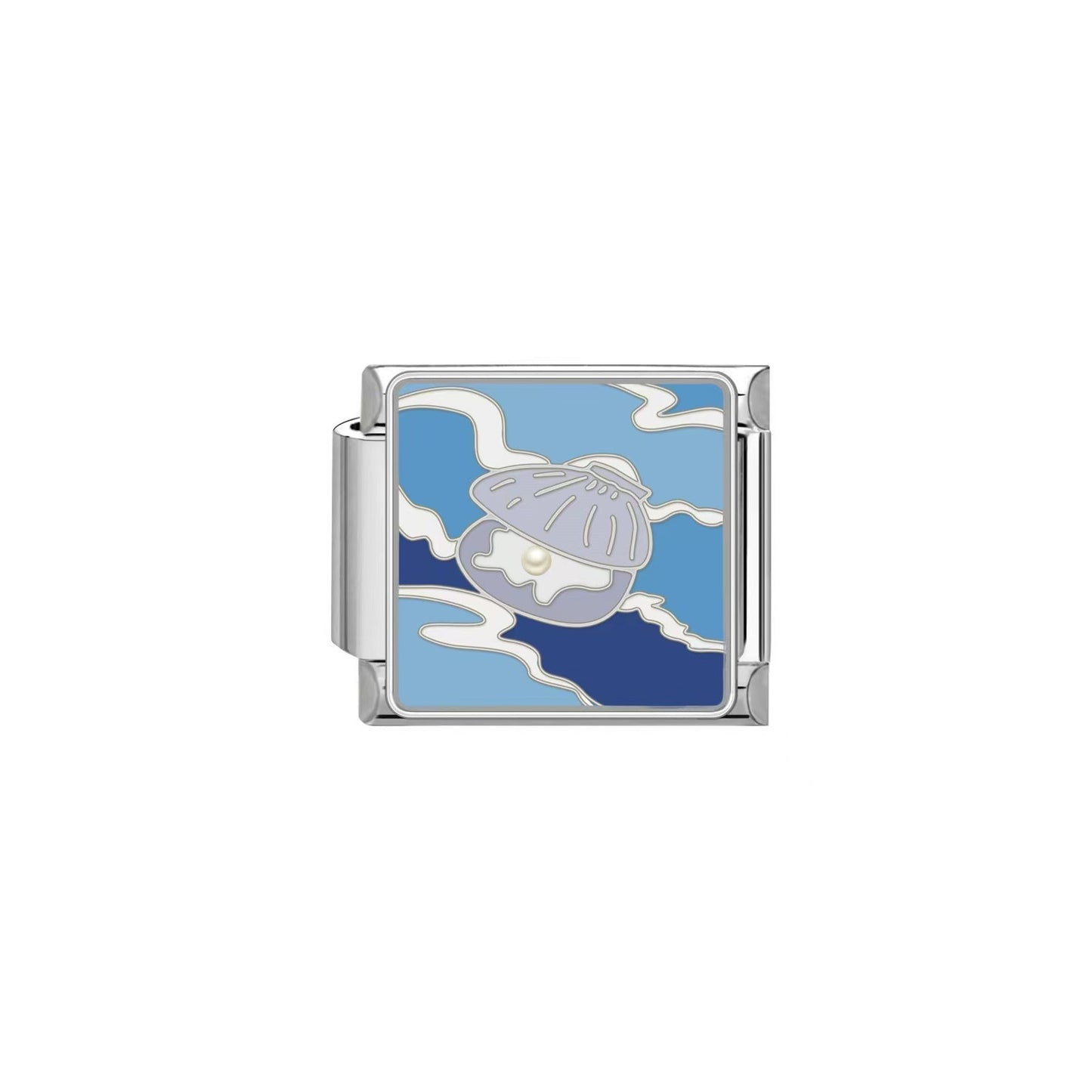 Vintage Plated Stainless Steel Modular DIY Charm Bar Bracelet with Teardrop Moon Elements Unisex