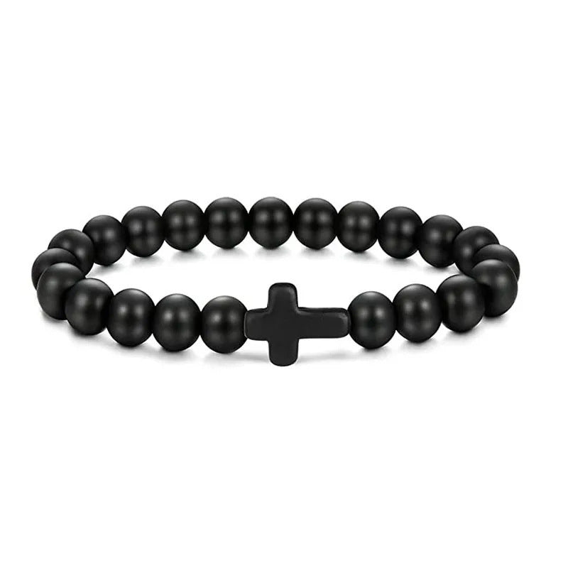 Minimalist Geometric Tiger Eye Turquoise Obsidian Beaded Bracelet Unisex Handmade Jewelry