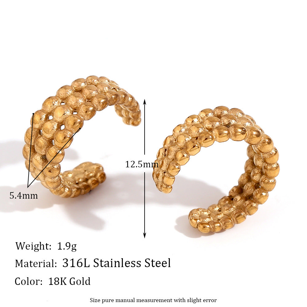Minimalist Floral-Shaped Stainless Steel Ear Clips with 18K Gold Plating for Women