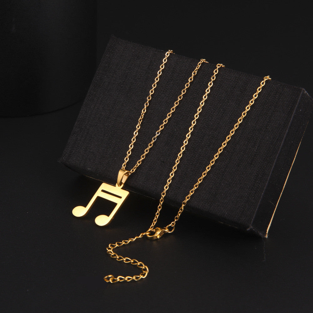 Collana pendente con nota musicale Hip Hop minimalista in acciaio inossidabile con ciondolo in titanio lucido per amanti della musica e amici, unisex