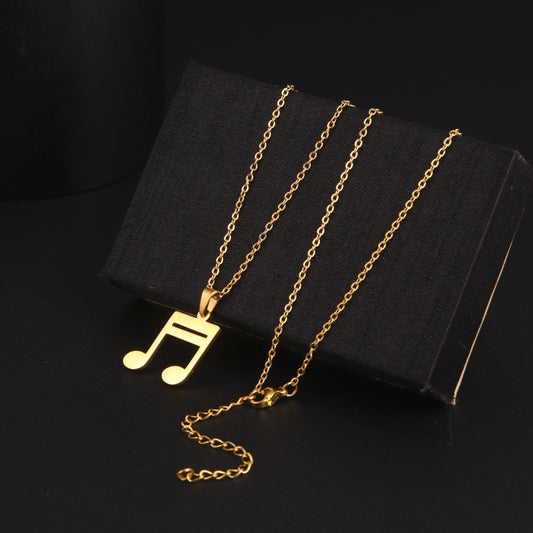 Collana pendente con nota musicale Hip Hop minimalista in acciaio inossidabile con ciondolo in titanio lucido per amanti della musica e amici, unisex