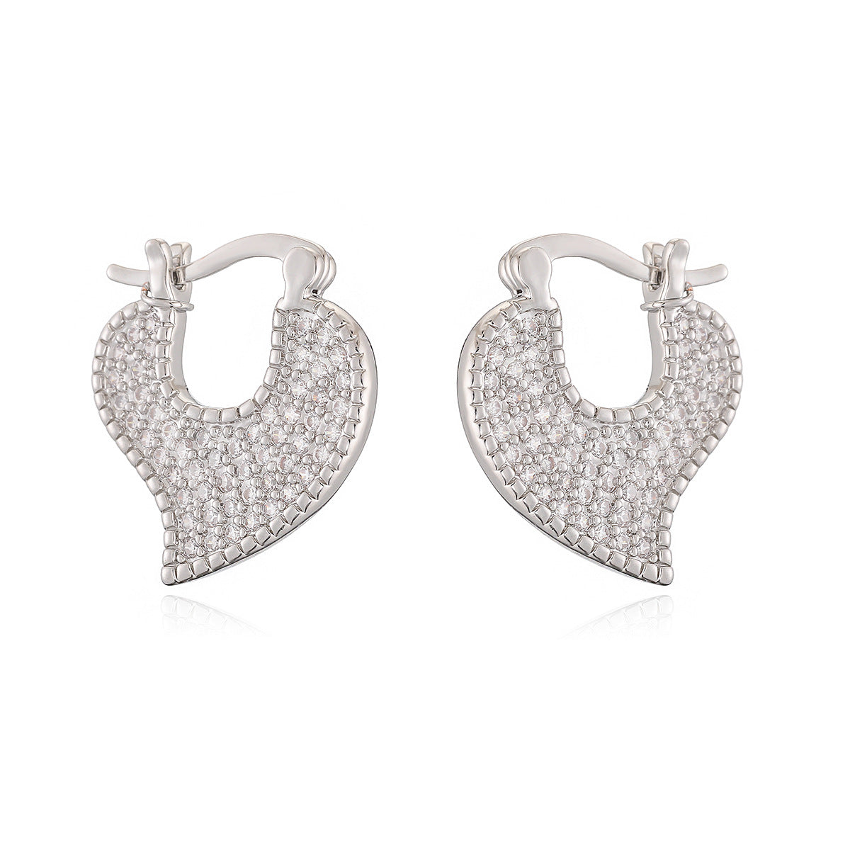 Elegant 18K Gold Plated Heart Cubic Zirconia Earrings for Women