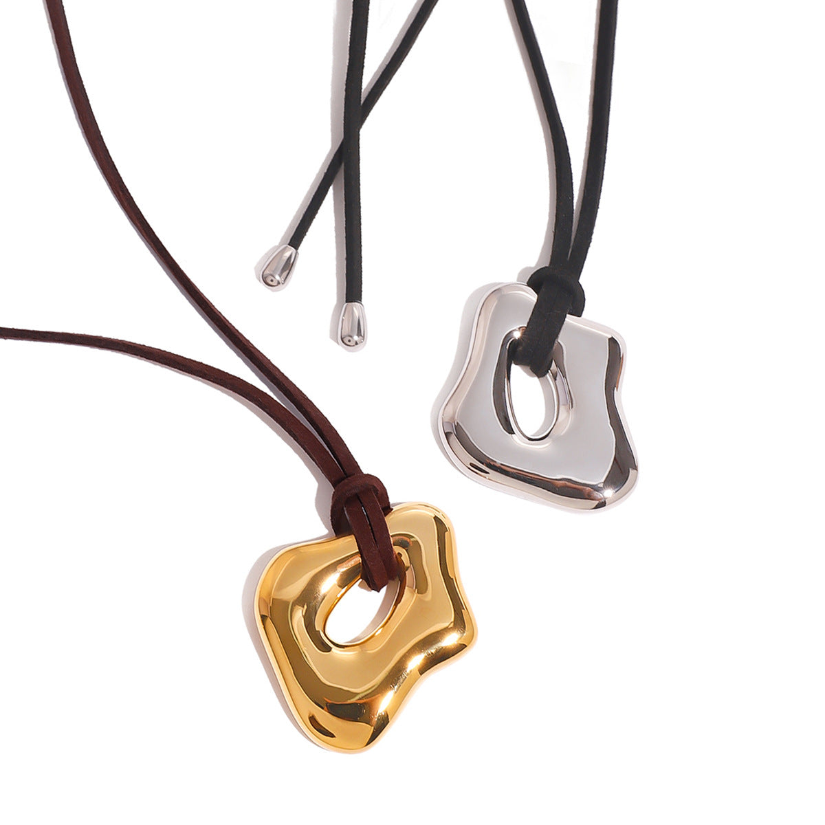 Minimalist Irregular Geometric Stainless Steel Pendant Necklace with Titanium Steel Charm and Electroplated Finish