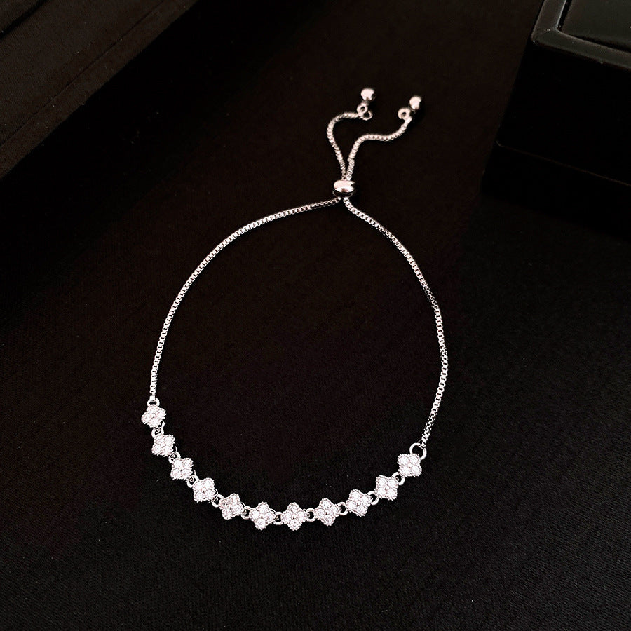 Luxury Elegant Geometric Alloy Plated Bracelet with Cubic Zirconia for Women