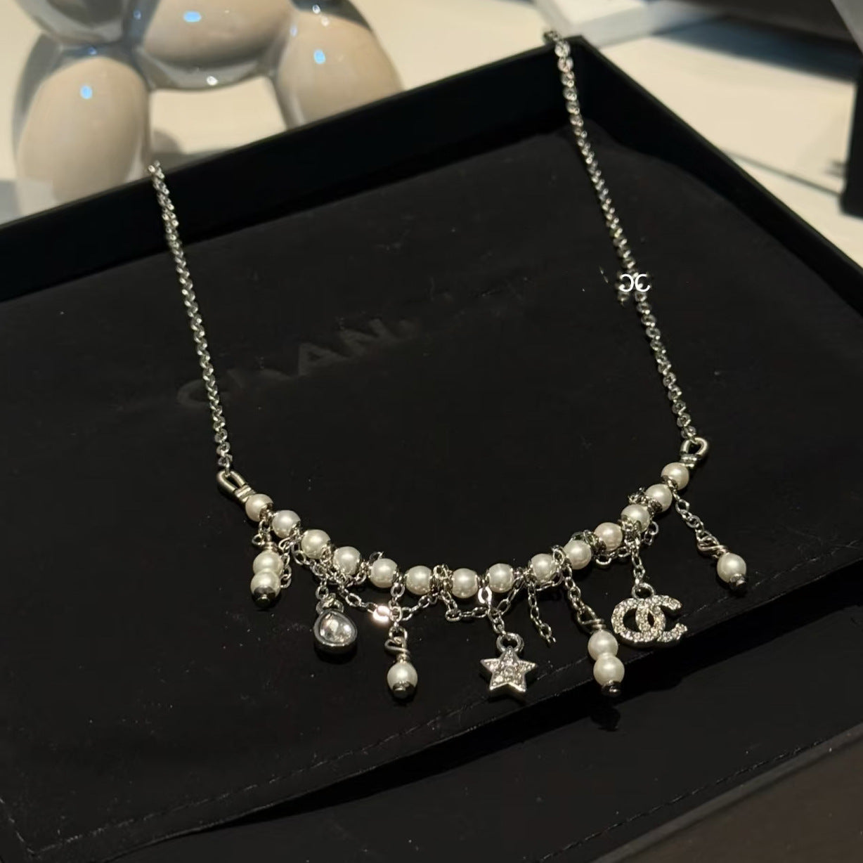 Elegant Gold Plated Brass Letter Star Pearl Pendant Necklace for Women