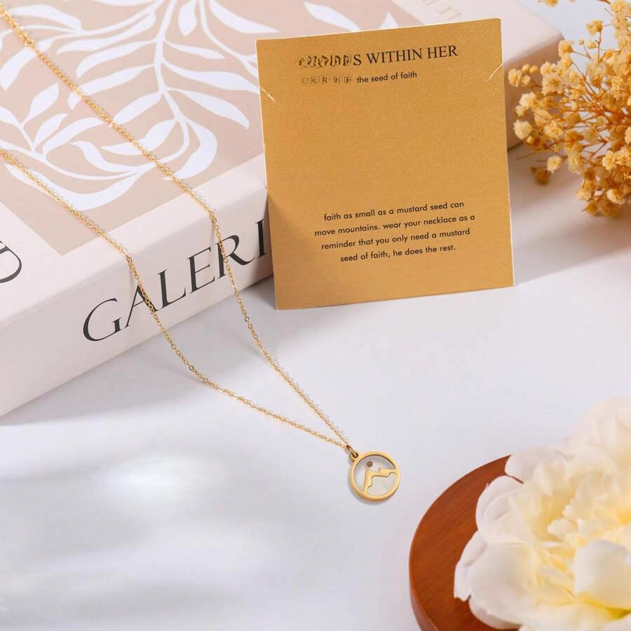 Personalized Geometric Round Stainless Steel Plated Curb Chain Necklace Unisex
