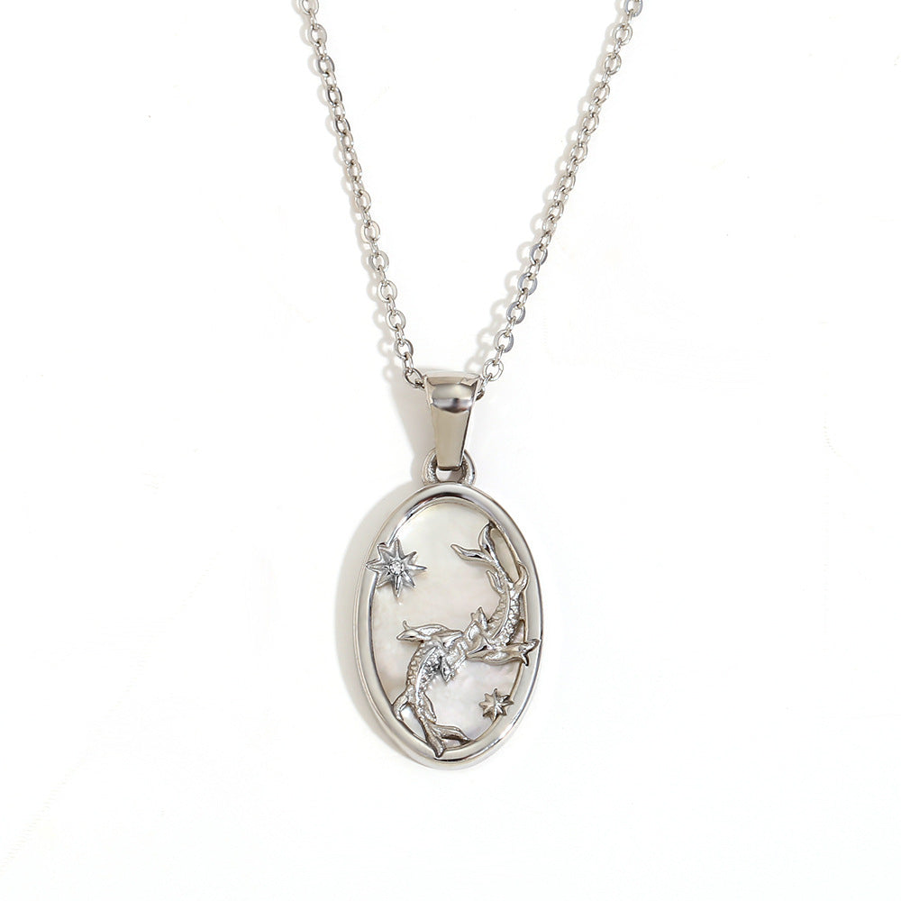 Collana con Pendente a Cuore Floreale Vintage in Agata Rossa da Donna con Catena in Acciaio Inox e Placcatura in Oro 18K