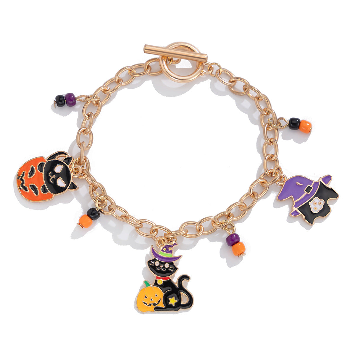 Pulsera de mujer con colgante de fantasma y calabaza estilo Hip Hop, de aleación con acabado chapado