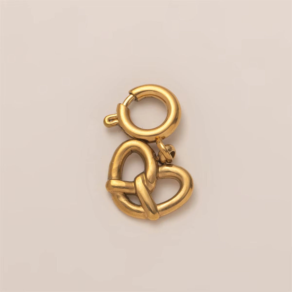 Vintage 18K Gold Plated Stainless Steel Geometric Floral Charm Bar