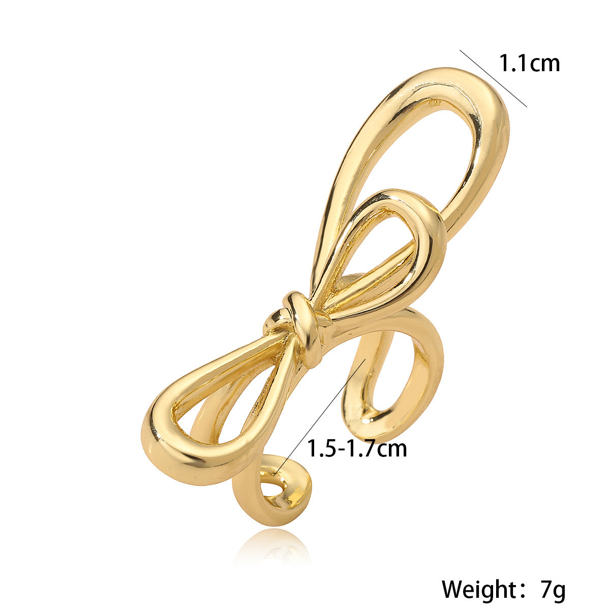 Anello Aperto da Donna Minimalista con Fiocco Geometrico Placcato Oro 18K