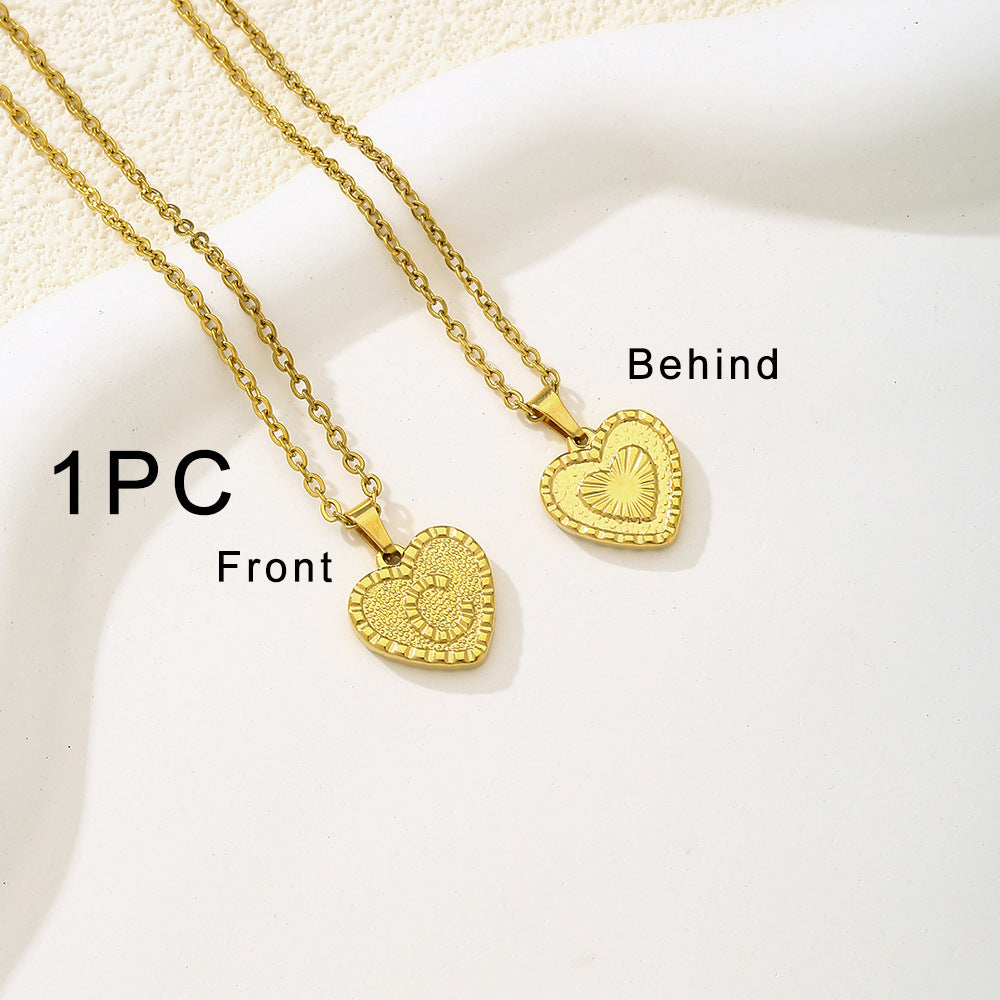 Elegante collana con ciondolo a forma di cuore in acciaio inossidabile con lettera, per donna, finitura placcata, stile catena O