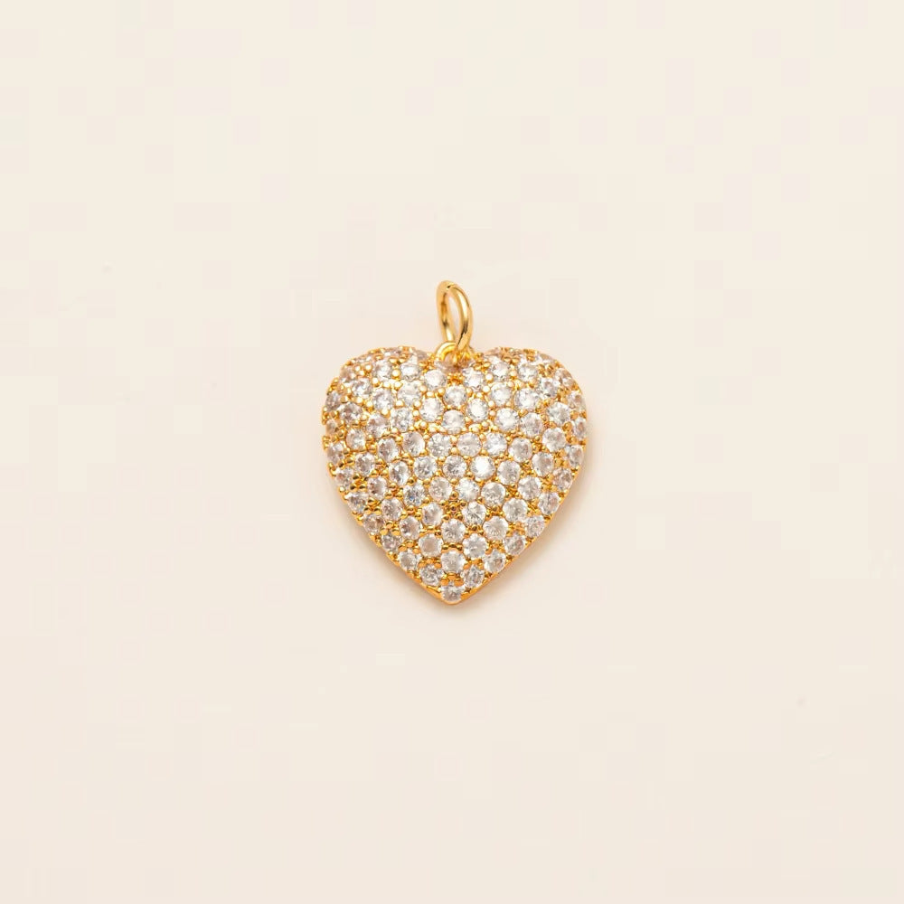 Sweet Heart Geometric Brass Cubic Zirconia Pendant Necklace