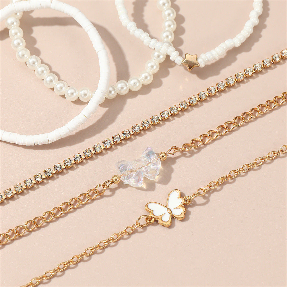 Set di Braccialetti in Resina a Forma di Farfalla Stile Cartone Animato per Bambini, Accessorio di Moda Dolce e Minimalista per Fasce d'Età 3–10