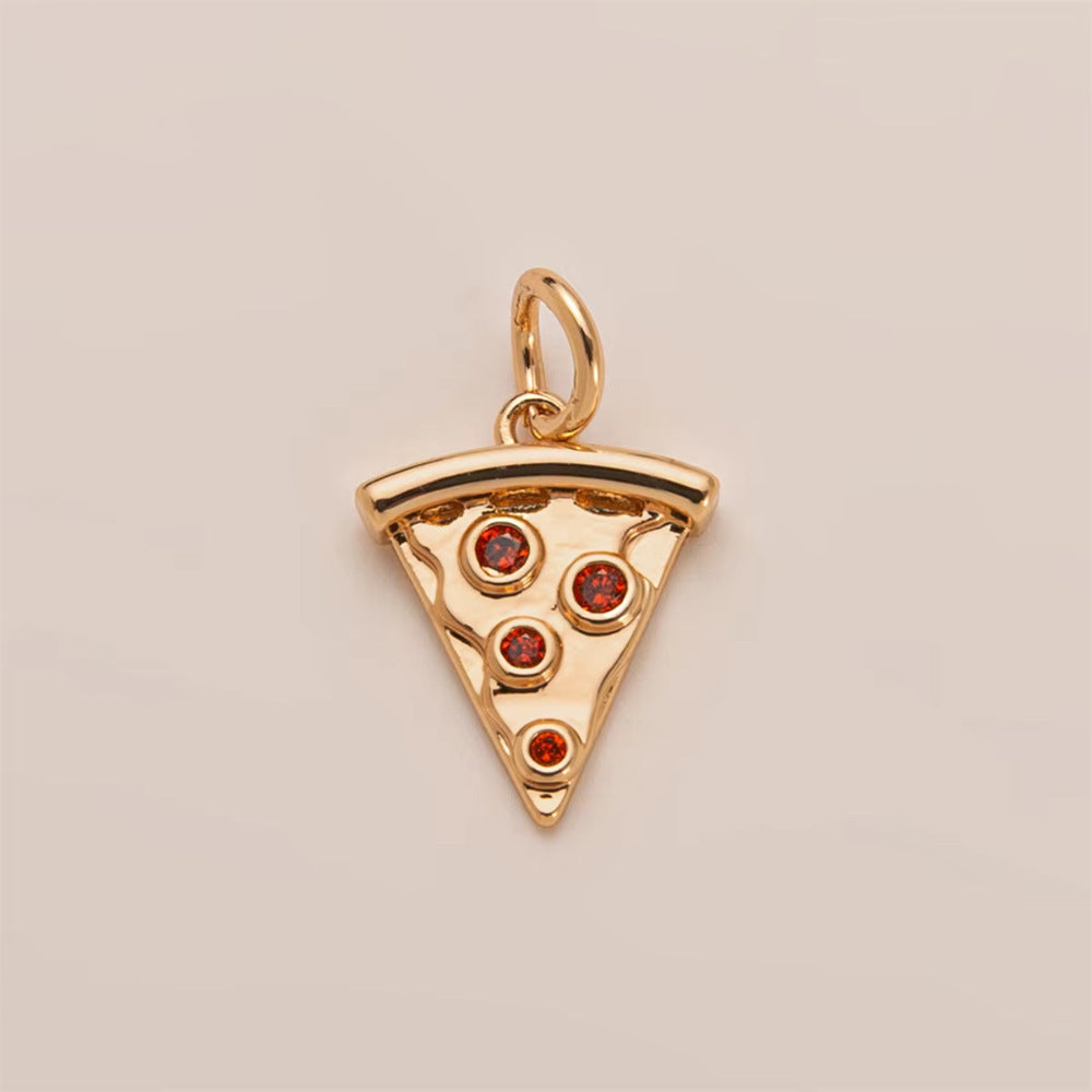Minimalist Luxury 18K Gold Plated Brass Food Pendant with Cubic Zirconia