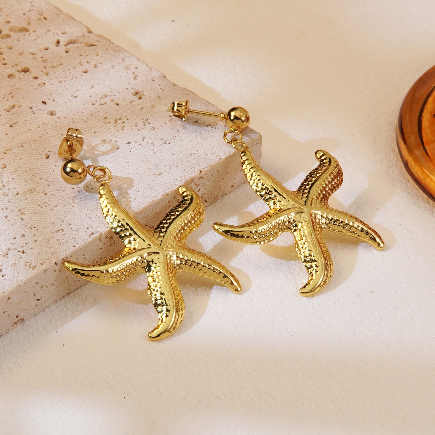 Sweet Streetwear Starfish Stainless Steel Plated Stud Earrings for Women