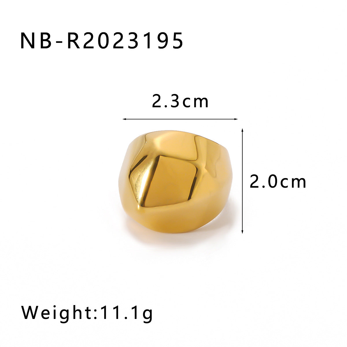 Minimalist Geometric Stainless Steel Ring for Women with 18K Vacuum Plated Finish and Smooth Textured Surface