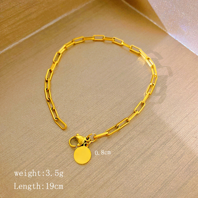 Minimalist Sweet Round Geometric Plated Titanium Steel Bracelet