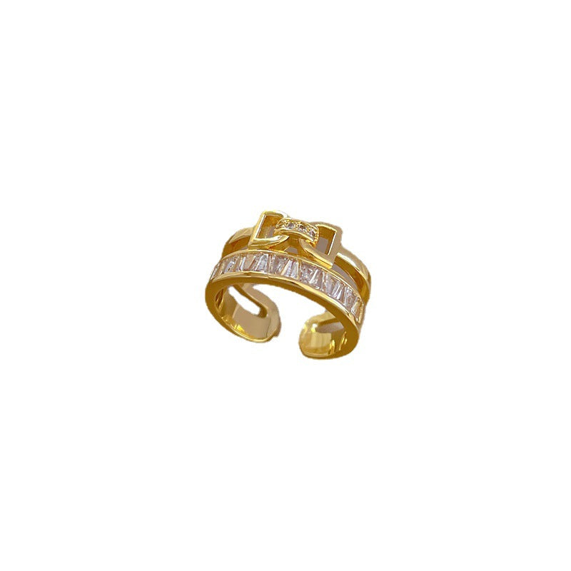 Minimalist Butterfly Knot Women's Ring in Brass with Gold Plating, Lightweight Luxury Finger Ring for Index Finger