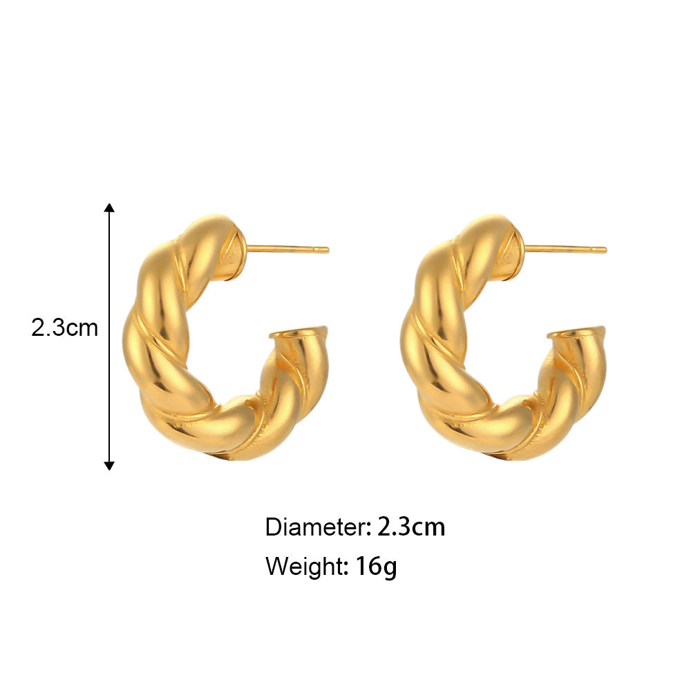 Orecchini a Cerchio Minimalisti Geometrici alla Moda in Acciaio Inossidabile con Placcatura in Oro 18K da Donna