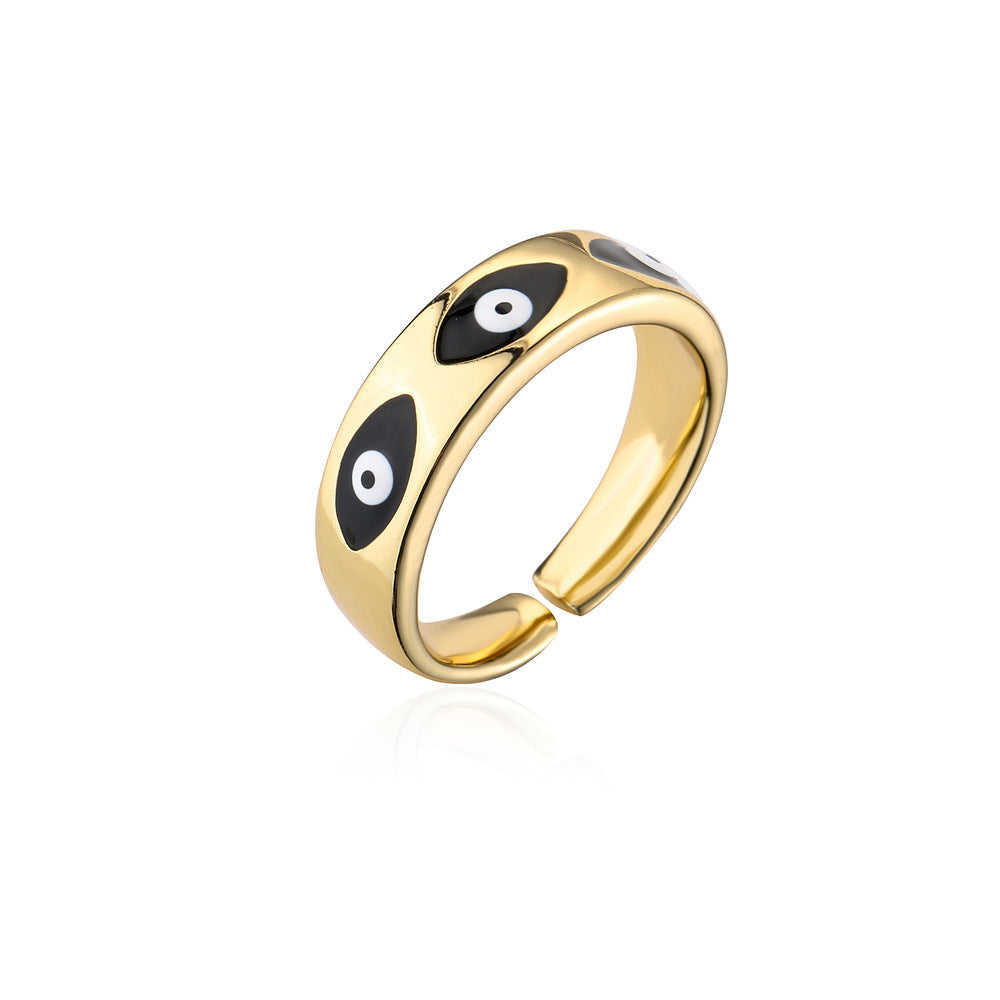 Minimalist Geometric Open Ring in Copper with Real Gold Plating and Enamel Finish