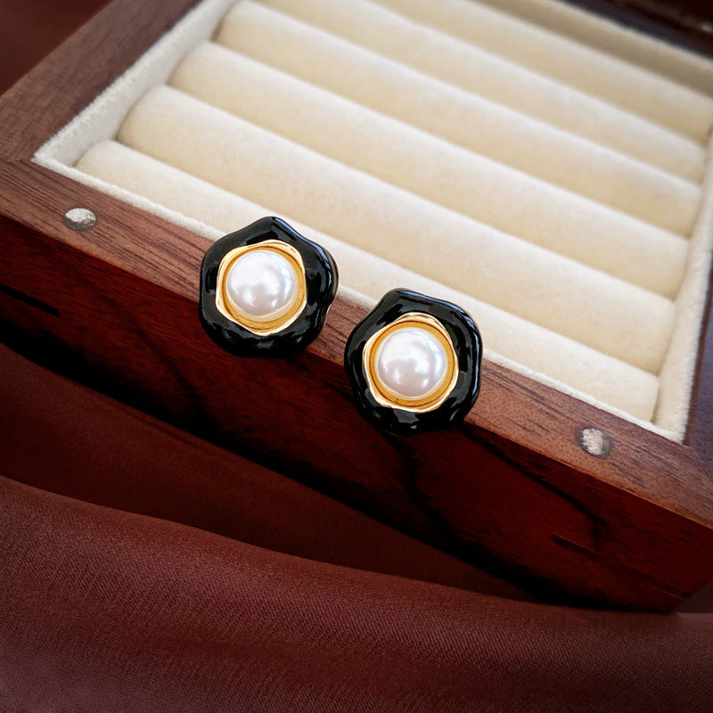 Vintage Geometric Earrings with Rhinestone Inlay in Alloy Base and Stainless Steel Posts for Women