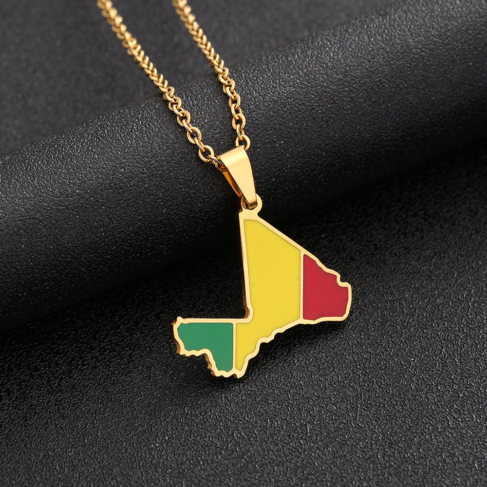 Collana con ciondolo in acciaio inossidabile placcato titanio stile etnico geometrico con catena a maglie per unisex
