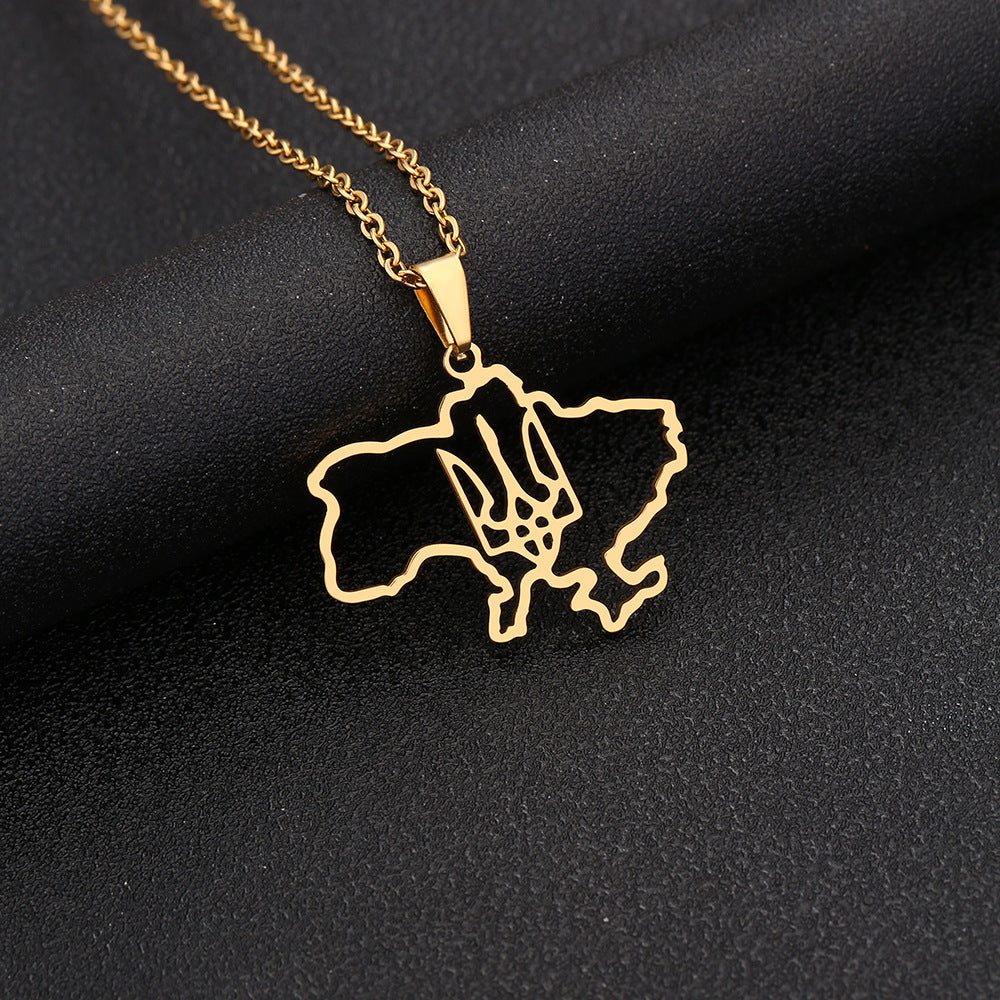 Collana con ciondolo geometrico etnico vintage da donna in acciaio inossidabile e titanio con finitura placcata, catena a O