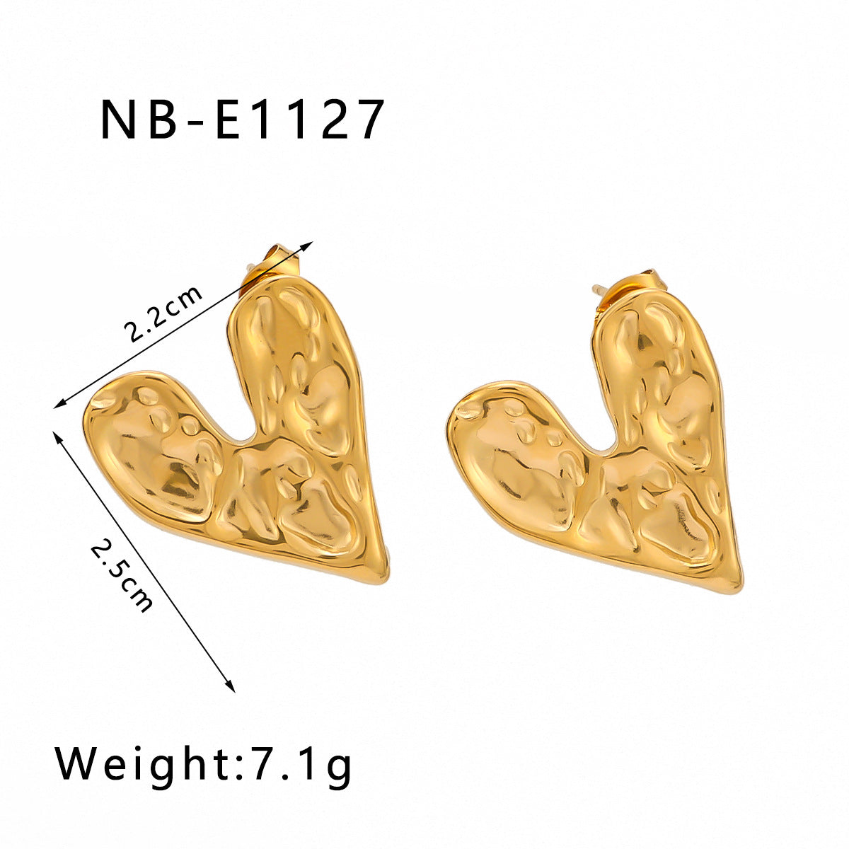 Elegant Heart-Shaped Stainless Steel Stud Earrings with 18K Gold Plating, Geometric Design, Minimalist INS-Inspired Women's Ear Jewelry