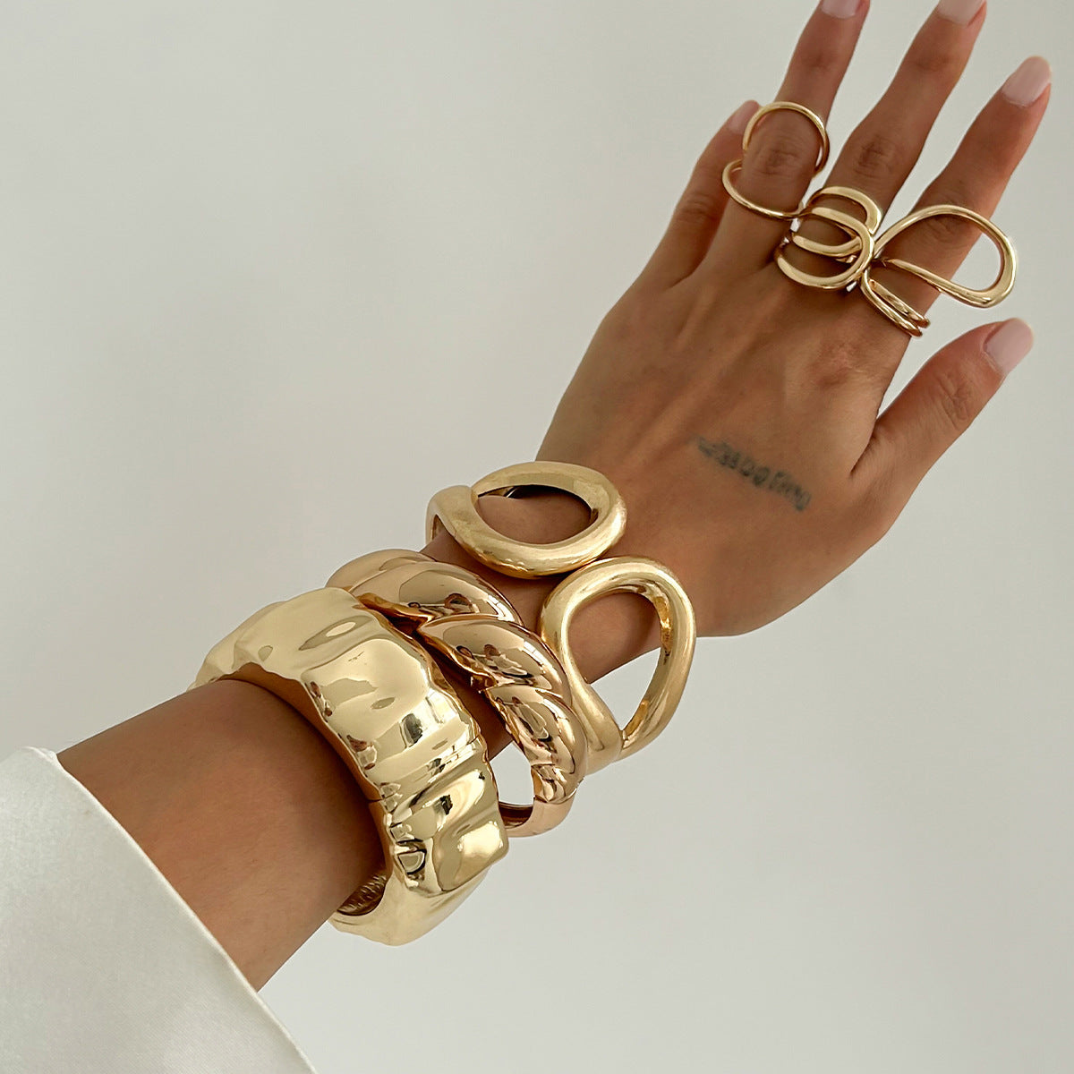 Minimalist Geometric Line Bracelet for Women Alloy Electroplated Wide Cuff Jewelry