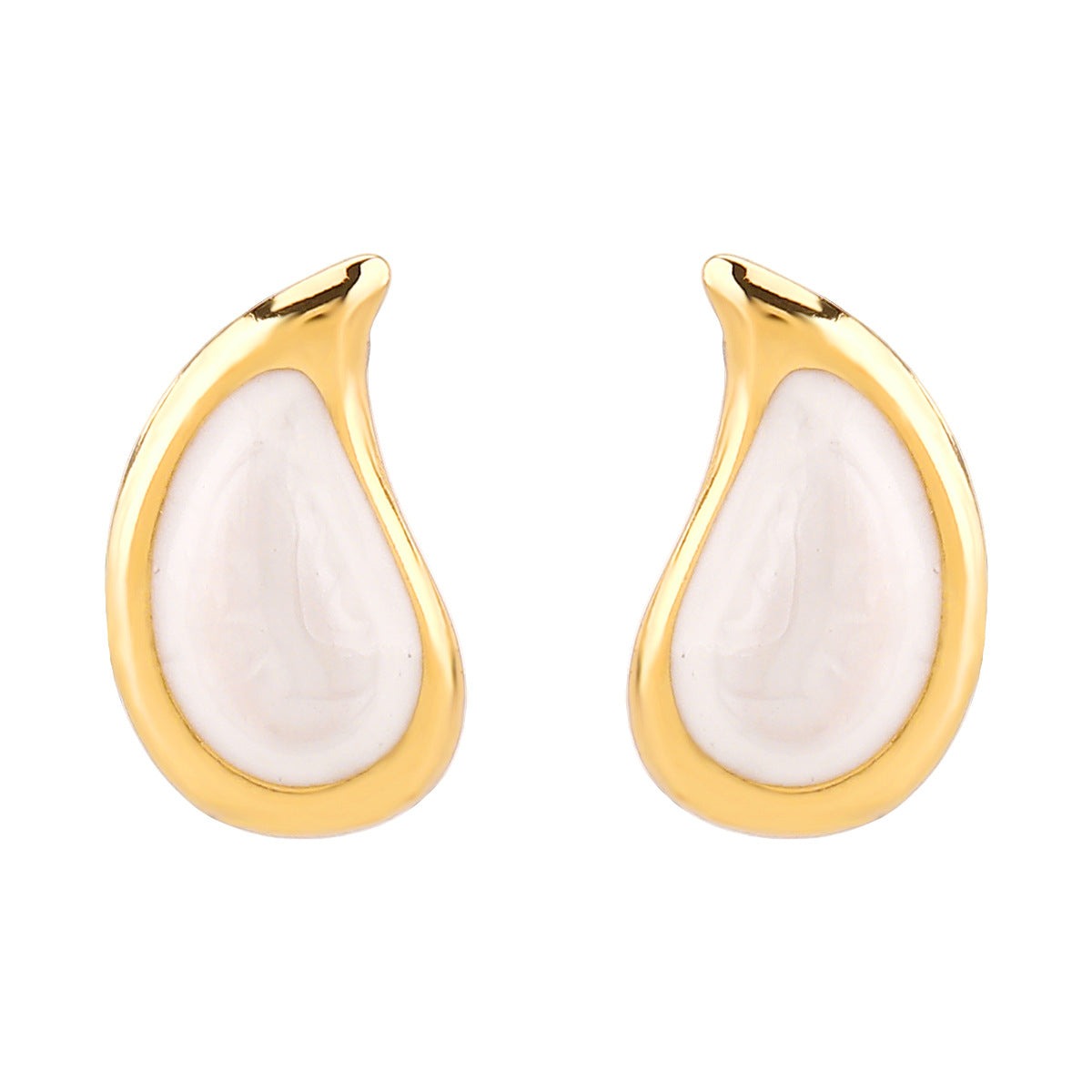 Pendientes de tuerca de acero inoxidable con forma de lágrima de esmalte vintage para mujer con estética retro artística